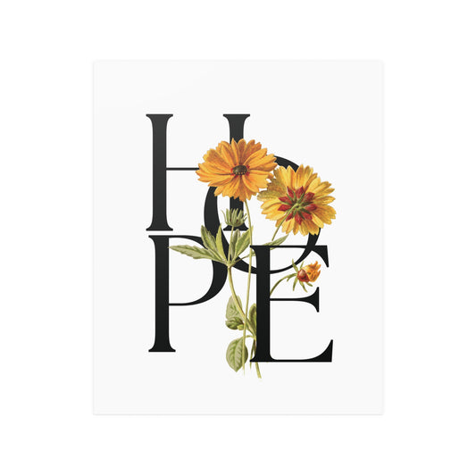 'HOPE' Typography Floral Inspirational Poster Print