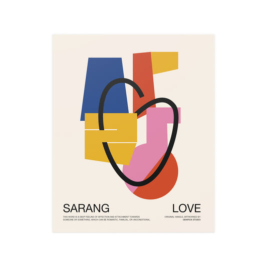 Minimal Hangeul Art 'Sarang' Typography Poster