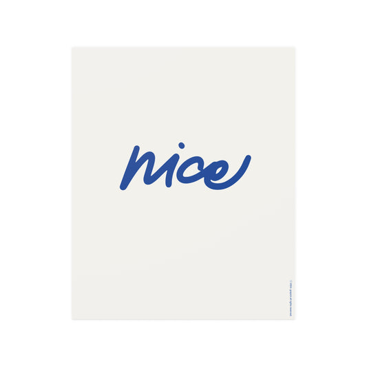 Dark Blue 'Nice' Typography Minimal Poster - Minimalist Wall Art