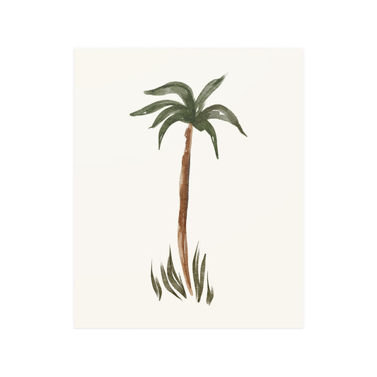 Tropical Paradise Watercolor Poster - Palm Trees Serenity