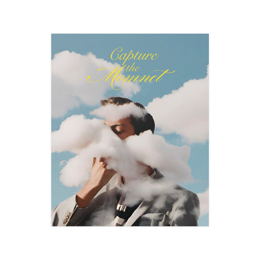 Stylish Young Man Covering Clouds Minimal Poster
