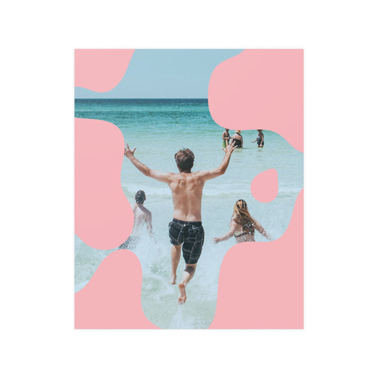 Pink Joy Wave Modern Beach Poster