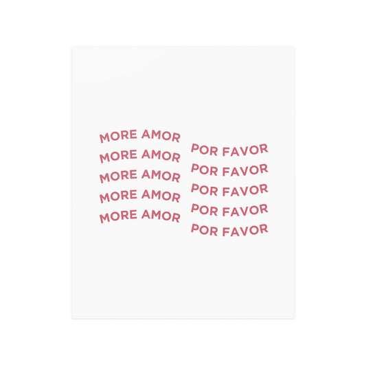 'More Amor Por Favor' Pink Typography Poster - Wall Art